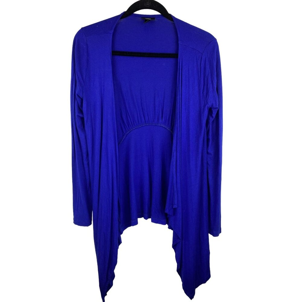 Massimo XS Vibrant Blue Open Front Cardigan With Long Sleeves & Asymmetric Hem